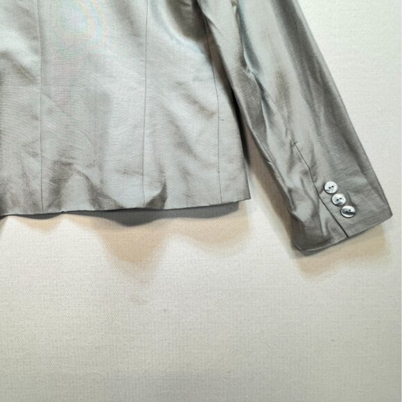 Talbots Womens One-Button Blazer Jacket Size 10 Gray Silk Blend Formal Classic - Picture 11 of 12